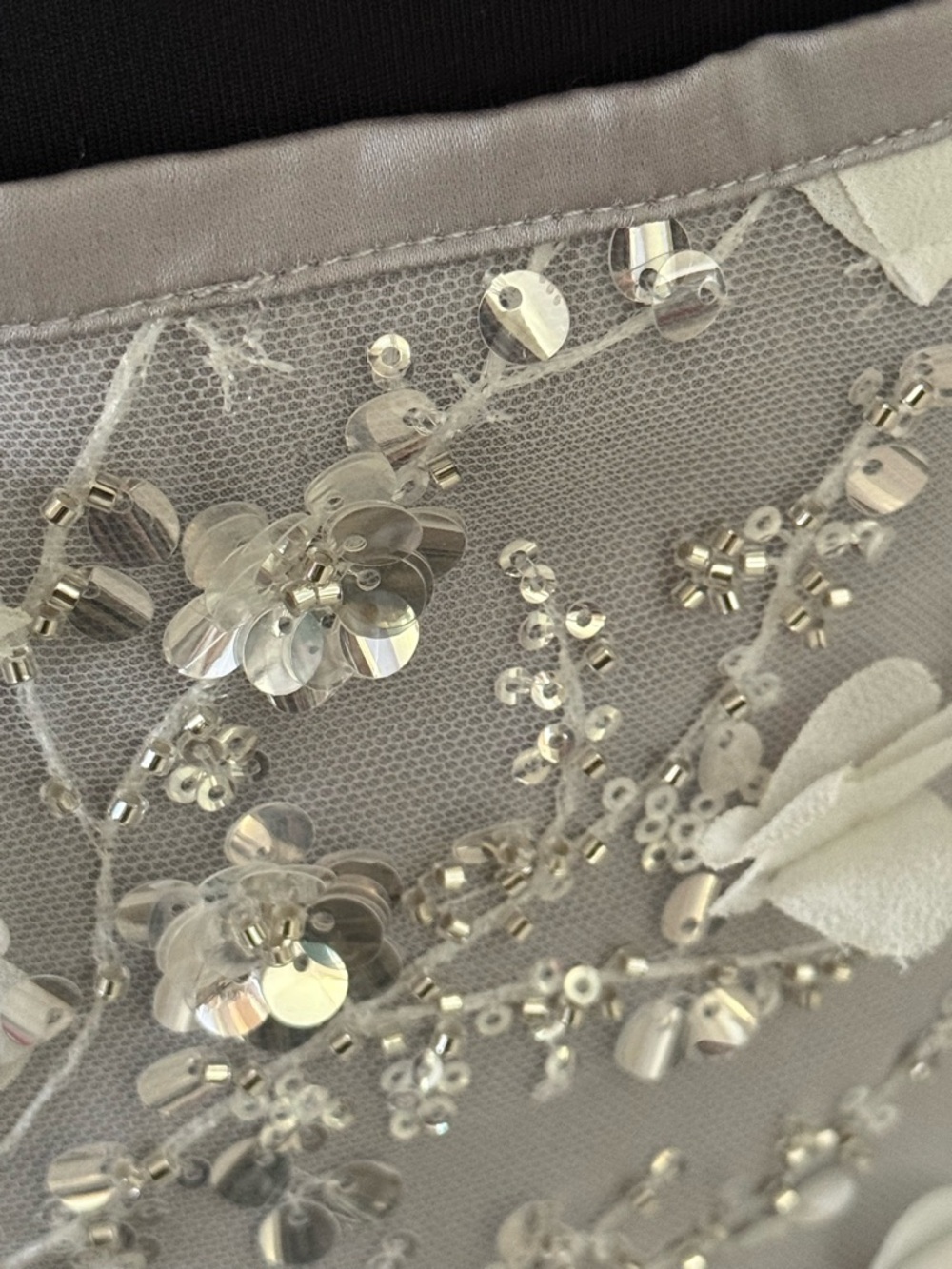 ZARA Silver Iridescent Sequined Embellished Floral Appliqué Shimmer Mini Skirt S - Picture 7 of 10